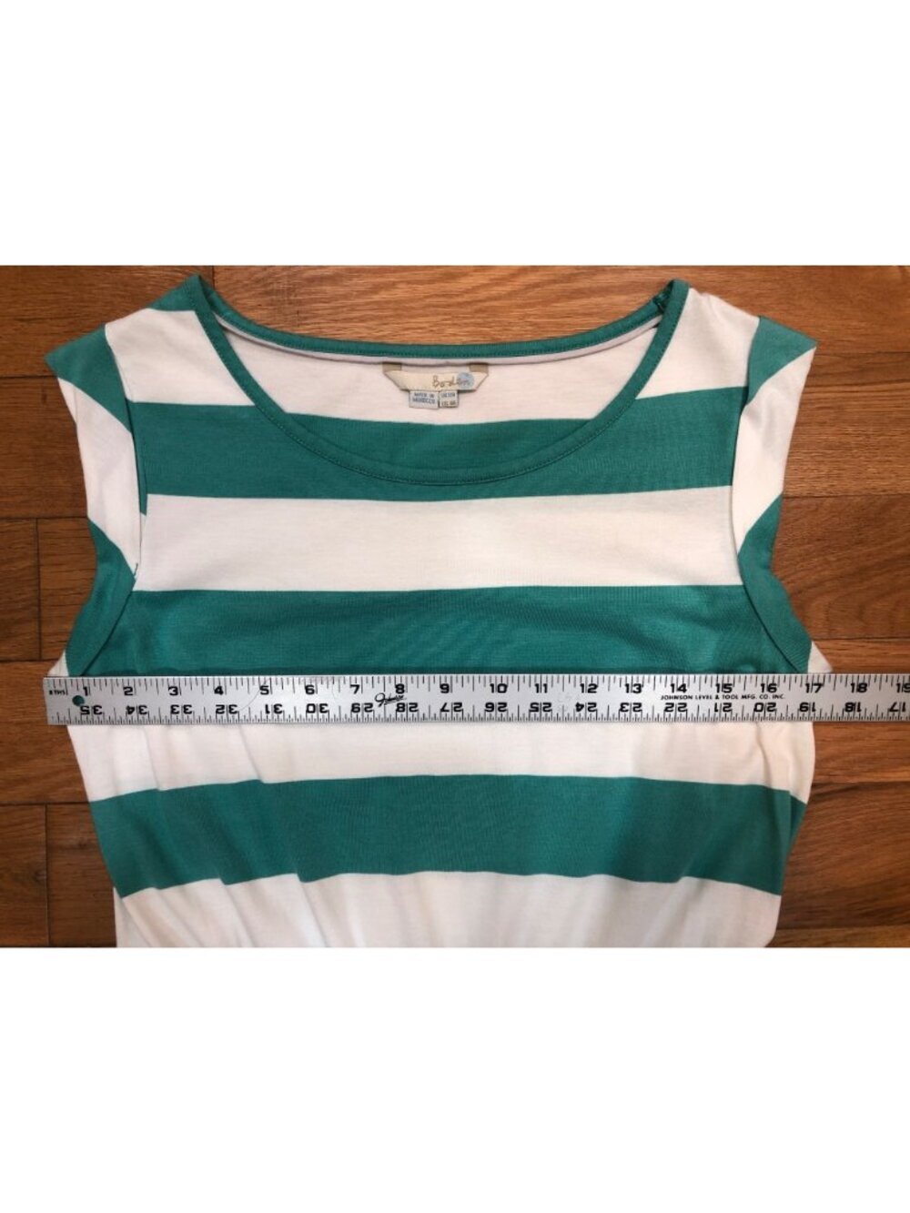 Boden Blackberry Dress Green & White Wide Stripe Lightweight Jersey Size 8R - Picture 9 of 10